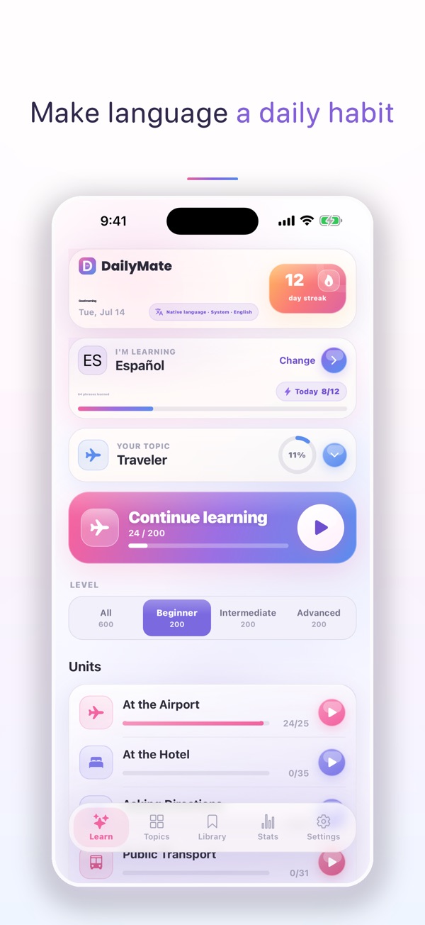 DailyMate: Language Phrases screenshot